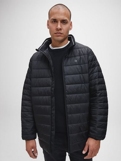 Calvin Klein Ruhák HU180382 | Calvin Klein Plus Size Side Logo Férfi Pufi Dzseki Fekete